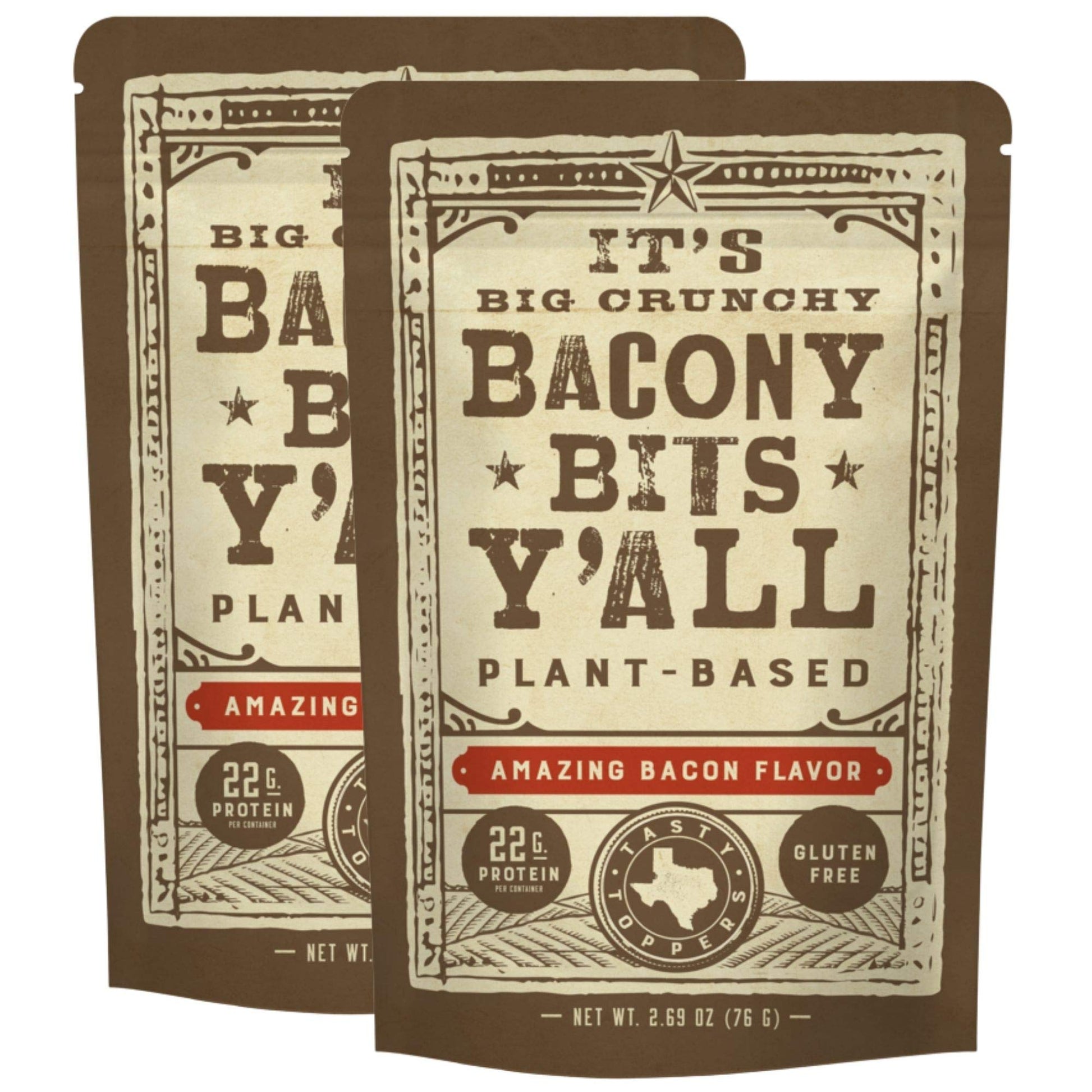 All Y alls Foods Plant Based Bacony Bits | Big and Crunchy Vegan Bacon Snacks | Non-GMO, Gluten Free, High Protein, Vegetarian