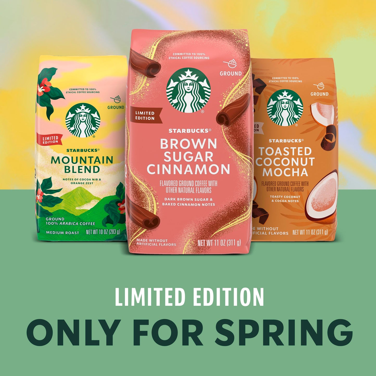 Starbucks Ground Coffee, Toasted Coconut Mocha, 100% Arabica, Limited Edition, 11 Oz Bag
