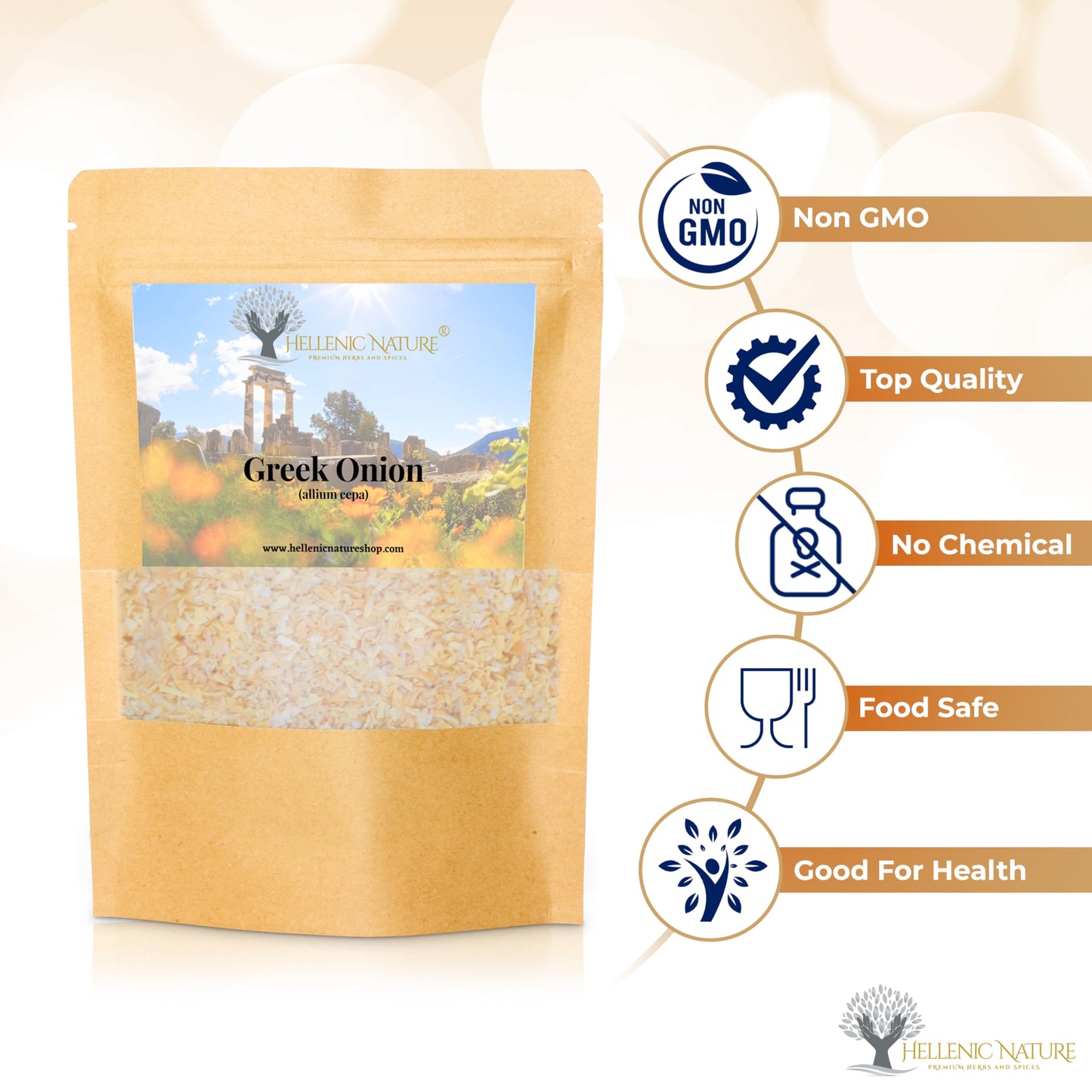 Greek Onion Dried Flakes Premium Quality- From Mount Olympus Handpicked And Air-Dried In Doypack With Ziplock For Awesome Freshn
