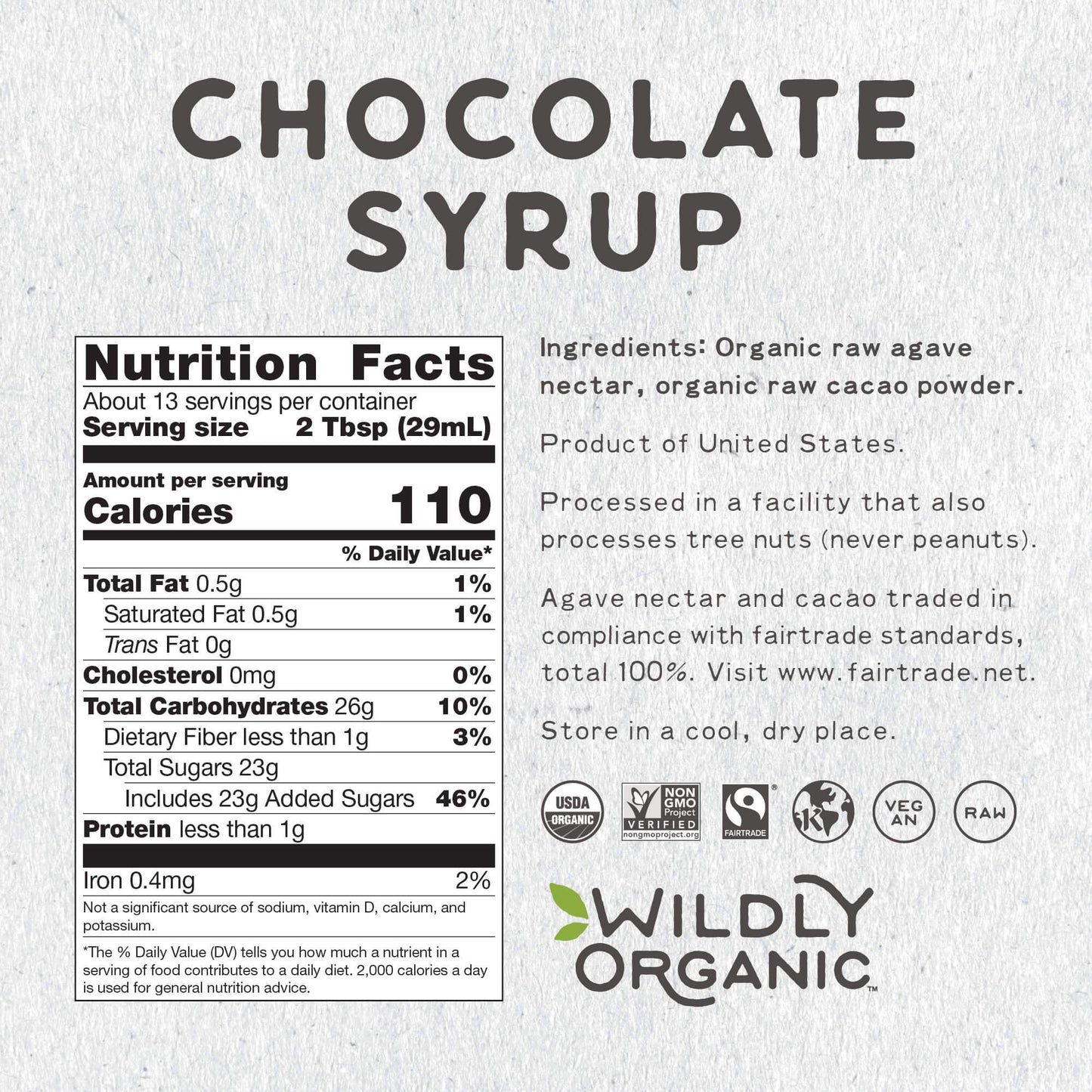 Wildly Organic Chocolate Syrup 20 Oz - Organic, Dairy-Free, Fair Trade, Non-Gmo, Kosher, Vegan, Premium Rich Chocolate Flavor |