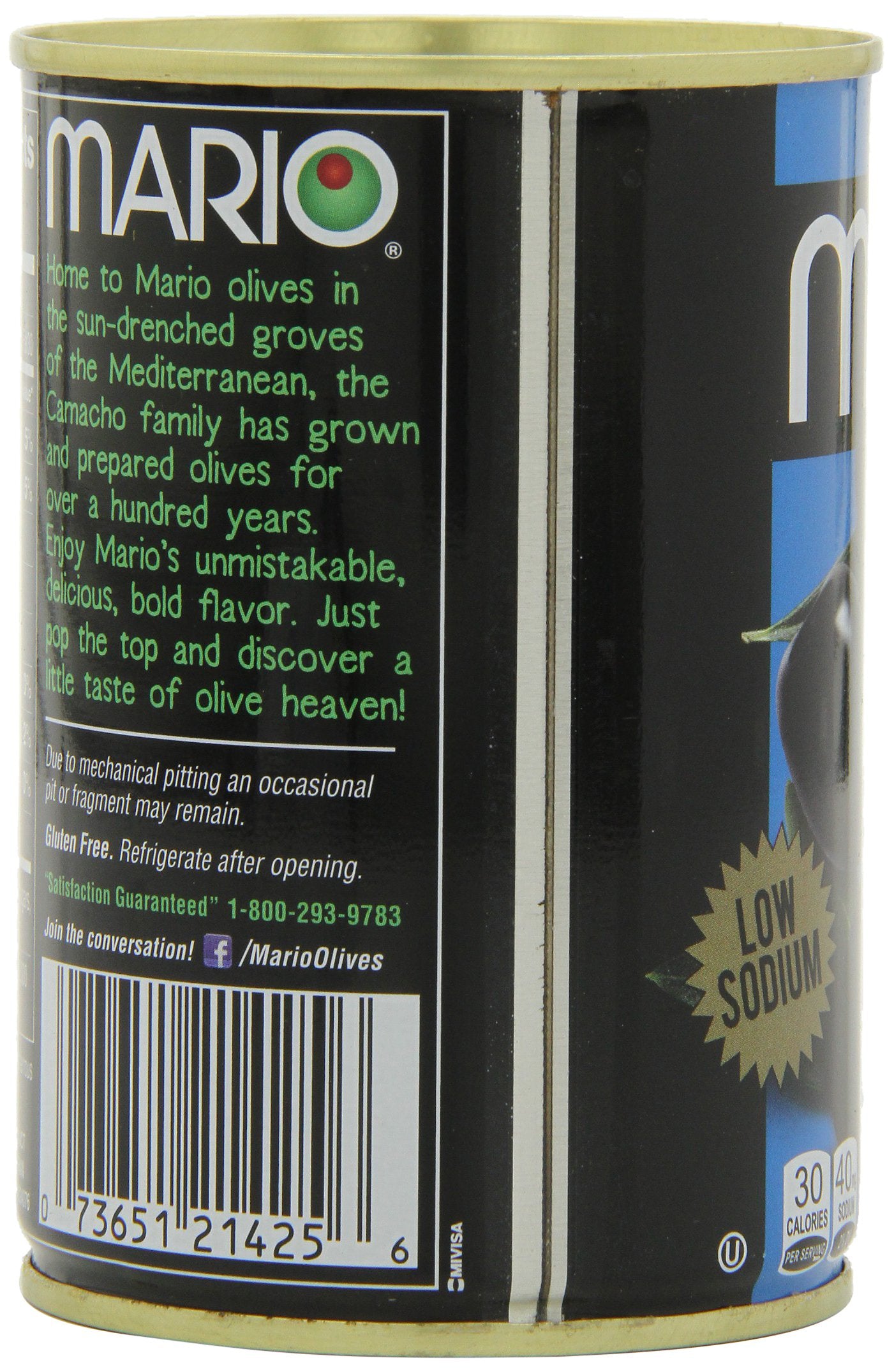 Mario Camacho Foods Low Sodium Black Olives, Medium Pitted, 6.0 Ounce (Pack Of 12)