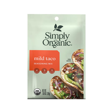 Simply Organic Mild Taco Seasoning Mix, Gluten Free, Certified Organic, Kosher, Vegetarian - Pure Flavor for Tacos, Stir-Fries,