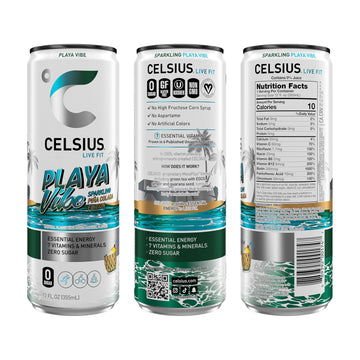 CELSIUS Sparkling Pina Colada Energy Drink, Sugar Free, 12 Fl Oz (Pack of 12)