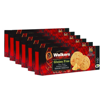 Walker s Shortbread Gluten Free Ginger & Lemon Cookies, All-Butter Shortbread Cookies, 29.4 Oz (Pack of 6)