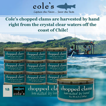 Coles Canned And Chopped Clams - Harvested In Crystal Clear Water, Gluten Free Food, High Protein And Low-Calorie Clams - Pack O