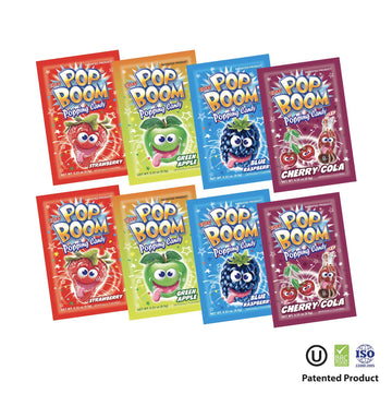 Tiltay Pop Boom Popping Candy - 4 Flavor Assortment, Strawberry, Cherry Cola, Green Apple, Blue Raspberry (32 Pack)