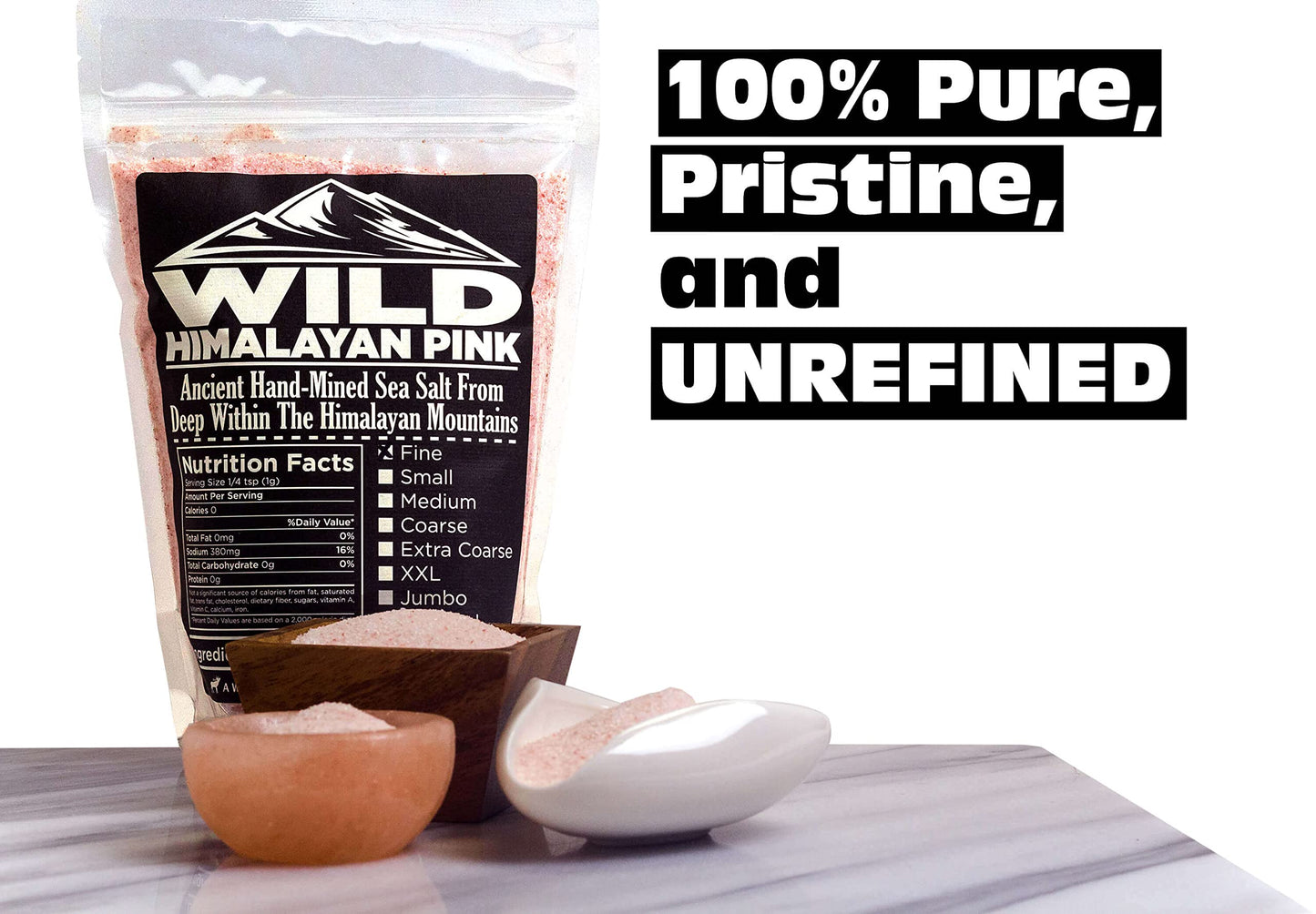 Wild Foods Pink Himalayan Salt, Fine Ground Table And Cooking Salt, 32 Oz | 100% Real, Pure, Unrefined Pink Salt | 80+ Minerals