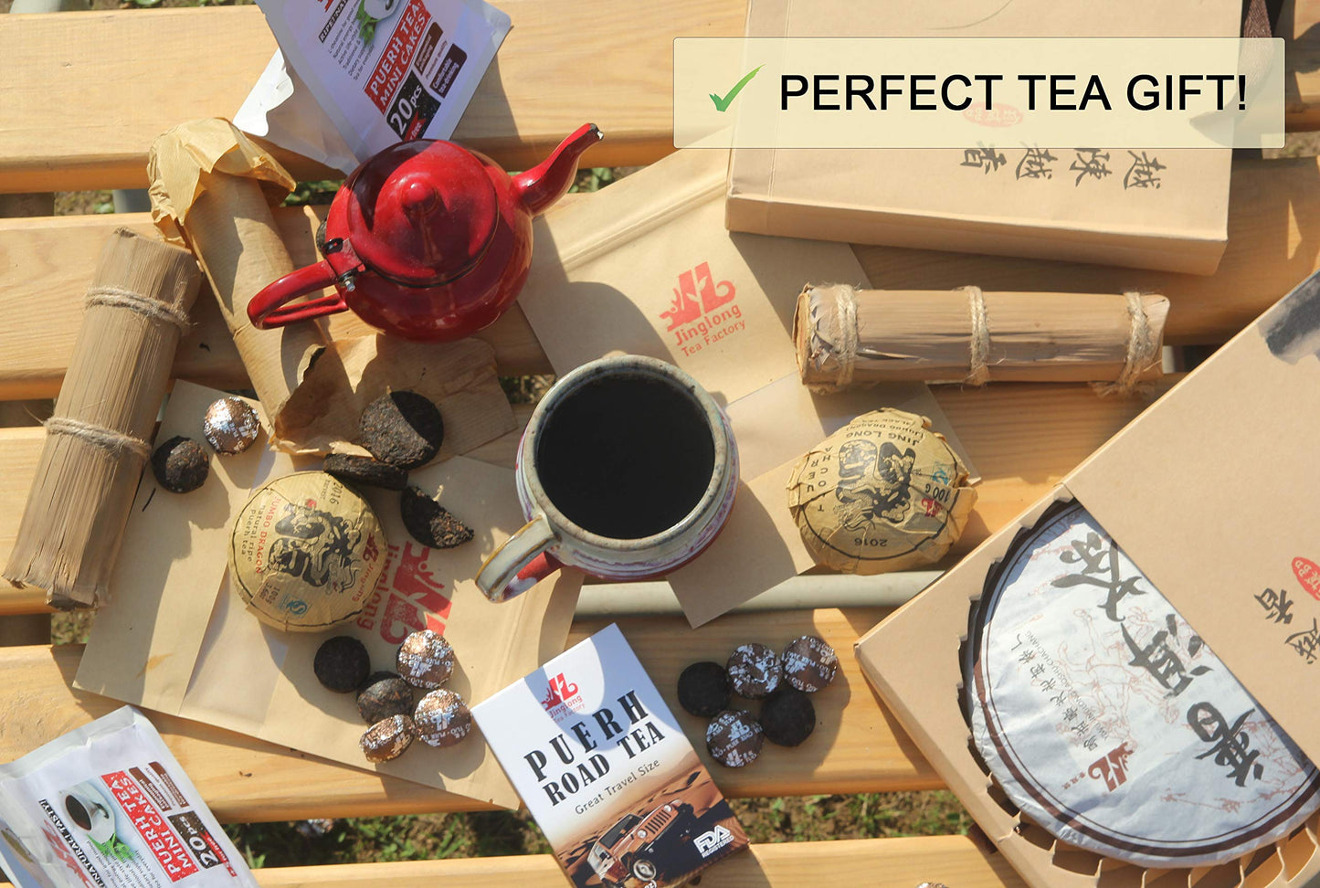 Jinglong Tea Factory - Pu-Erh Tea In Bamboo Leaf Tube (80 Cups) Ripe Puerh Tea (7.1 Ounce)