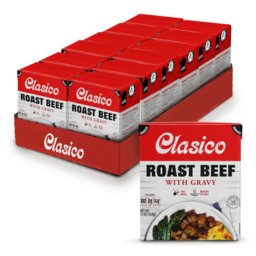 Clasico Roast Beef with Gravy | Shelf Stable | Fully Cooked | Ready-to-Eat | 14g of Protein per Serving | 12oz per Carton (Case