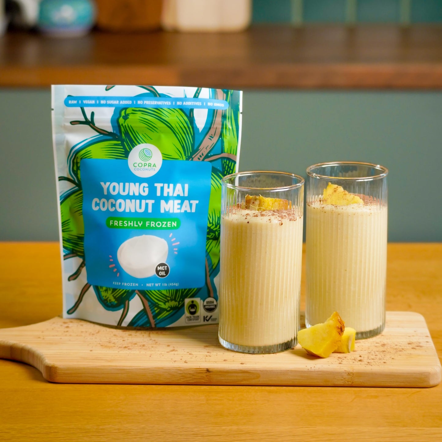 Copra Organic Frozen Coconut Meat (100% Young Coconut Frozen In Hours Of Harvest) | Gluten Free, Non Gmo, Vegan, Dairy Free, No