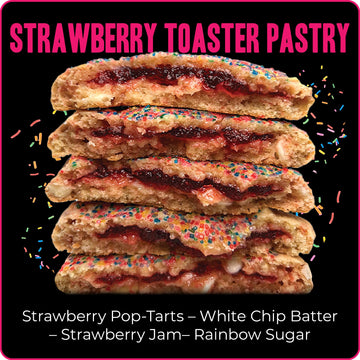 My Cookie Dealer Soft Baked Cookies, Strawberry Toaster Pastry (12-Pack, 4oz Cookie) - Strawberry Pop-Tarts & White Chip Batter,