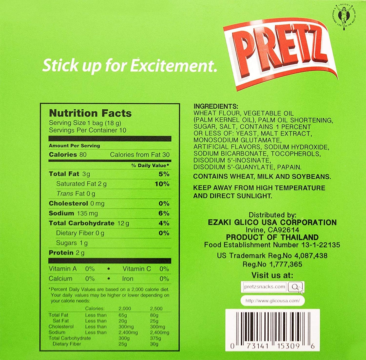 Glico Pretz Original Baked Snack Sticks, 6.35oz, 2 Pack
