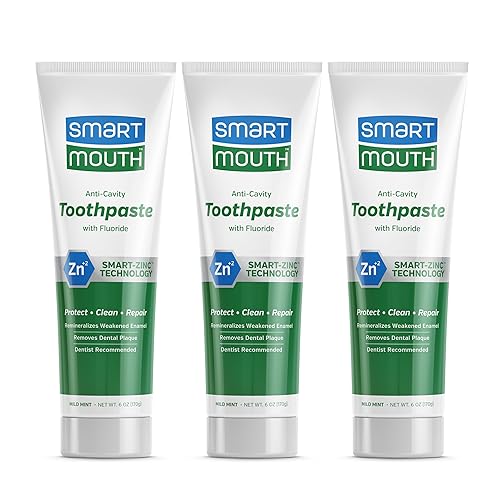 Smartmouth Premium Zinc Ion Toothpaste, Helps With Cavity, Enamel & Plaque, Mild Mint, 6 Oz, 3 Pack
