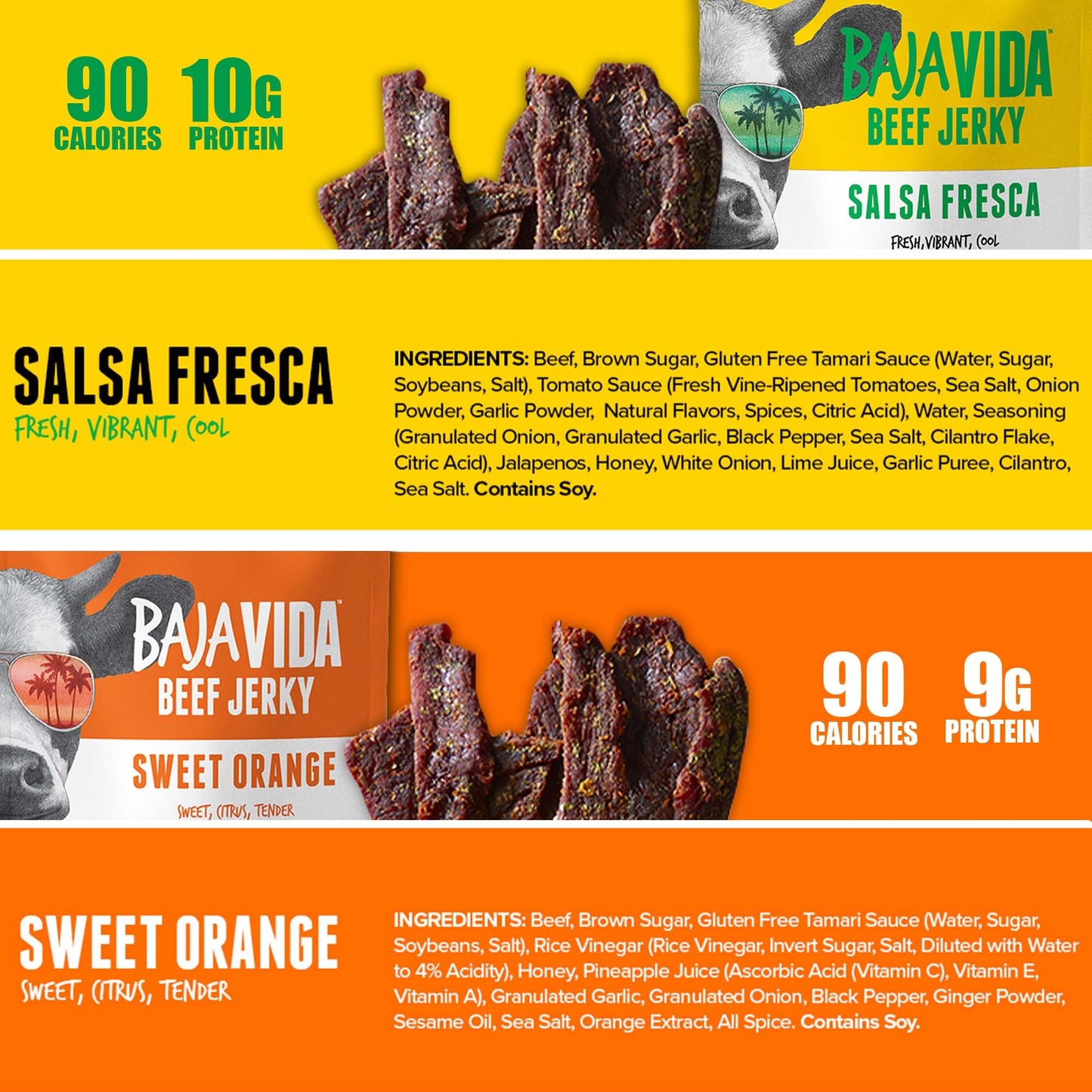 BAJA BEEF Jerky Snack Packs - Variety Pack, High Protein, Gluten Free, 2.5 Oz (4 Pack)
