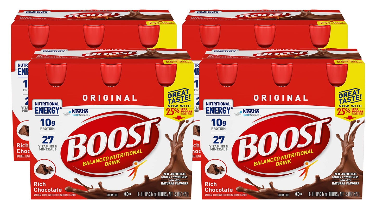 Boost Oriflavor Blendal Balanced Nutritional Drink Rich Chocolate Nutritional Energy With Protein & Vitamins & Minerals 6-8 Fl Oz Bottles/Pack (Pack Of 4)