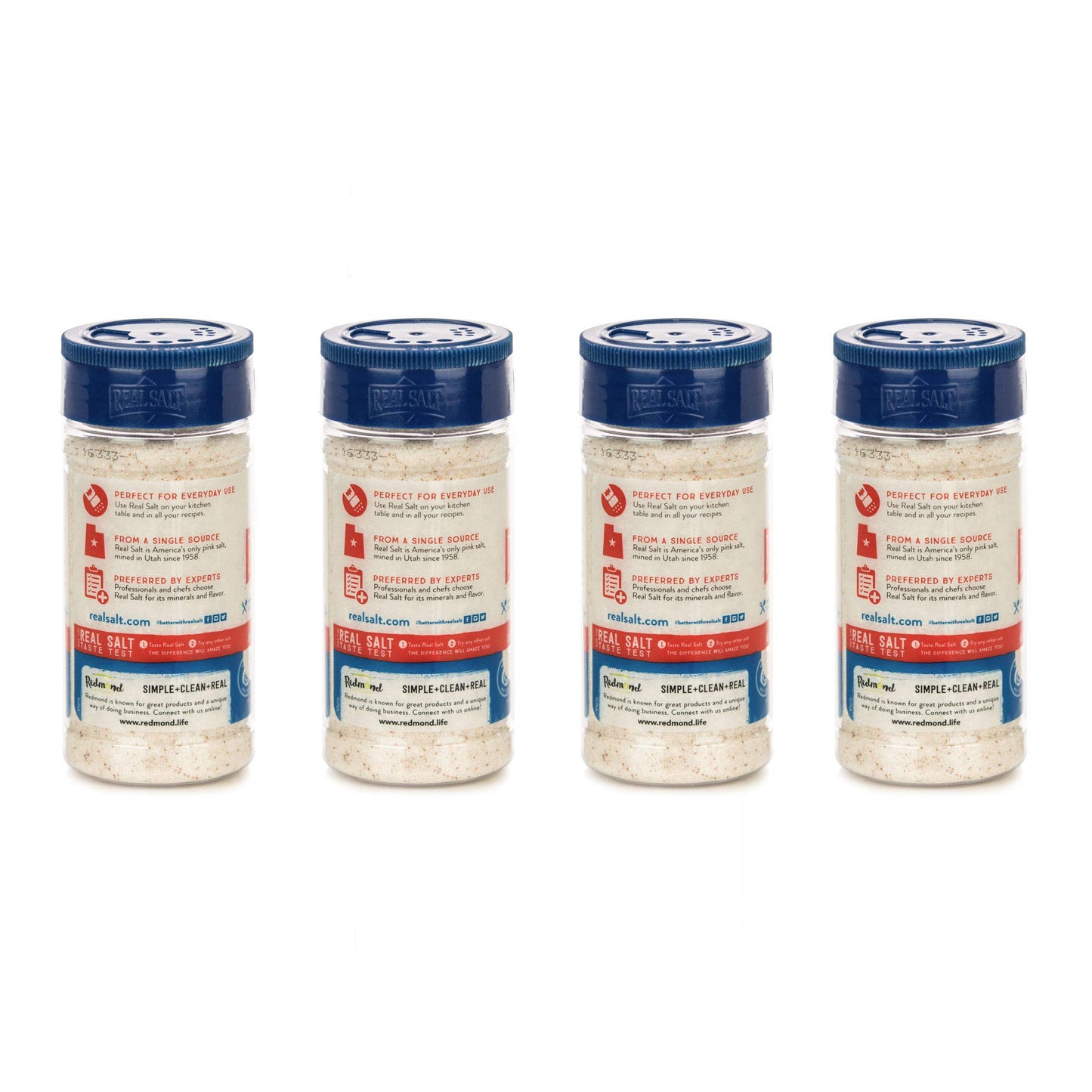 Redmond Real Sea Salt - Natural Unrefined Gluten Free Fine, 4.75 Ounce Shaker (4 Pack)