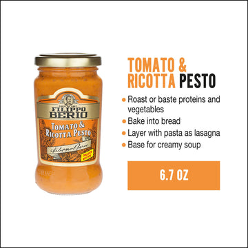 Filippo Berio Pesto, Tomato & Ricotta, 6.7 Ounce Glass Jar
