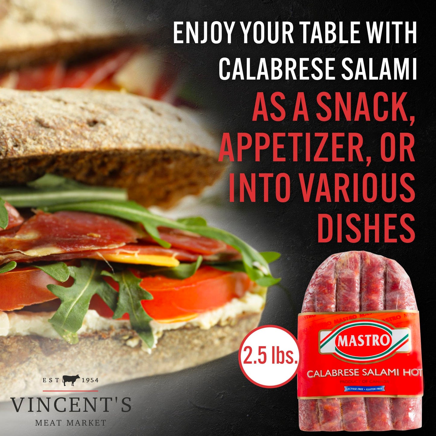 Vincent'S Meat Market - Spicy Italian Salami. Hot Flat Calabrese, Soppressata Salami. Ideal For Charcuterie Delights, Premium Qu