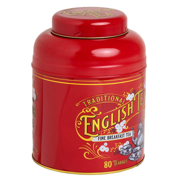New English Teas Vintage Victorian Tea Caddy With 80 English Teabags (Red)