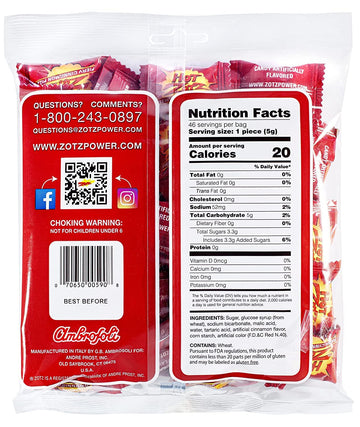 Zotz Hot Zotz Fiery Cinnamon Fizz - Spicy Hard Candy with Fizzy Center, 46 Pieces, Gluten-Free, 8.1 oz