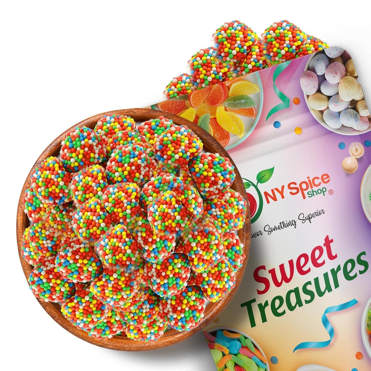 NY Spice Shop Nonpareils Gumdrops - 5 Pound Sweet Fruit Flavored Gummy Centre Candy - Old Fashioned Chewy Candies with Crunchy N