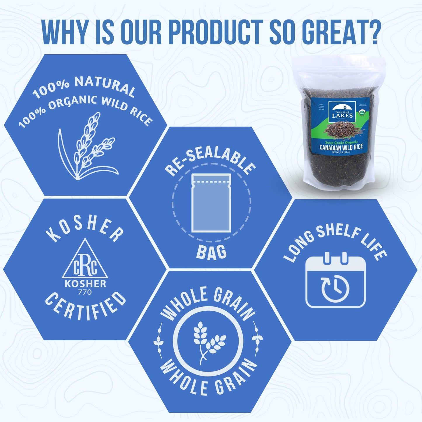 Thousand Lakes Organic Canadian Wild Rice - Soup Grade - 1.25 Pounds | 100% Wild Rice | Wild Harvested