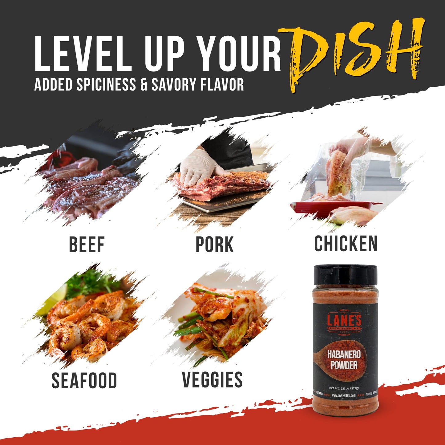 Lane'S Habanero Powder Seasoning, All-Natural Habanero Pepper Powder Blend With Chili De Arbil & Black Pepper, Gluten-Free, Made