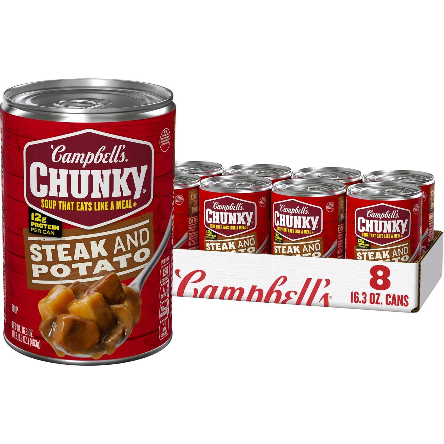 Campbells Chunky Soup, Steak and Potato Soup, 16.3 oz Can (Case of 8)