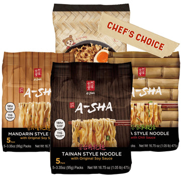 A-Sha Healthy Asian Instant Noodles with Sauce Pack | Best Sellers Variety Bundle | Vegan Air Dried High Protein | Great For Ramen Stir Fry Wok | 4 Flavors 19 Packs