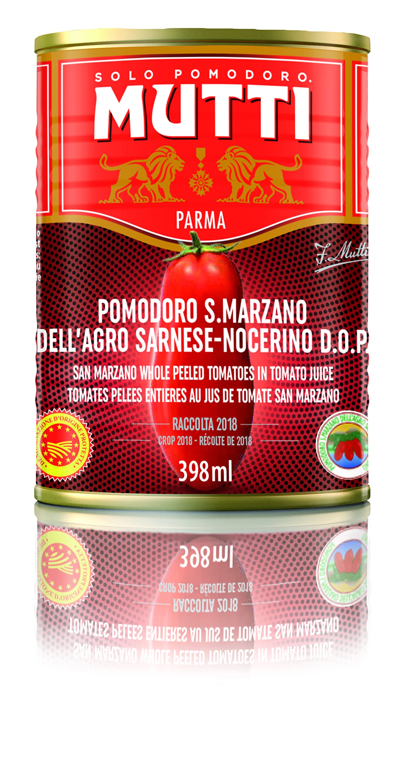 Mutti Whole Peeled Authentic San Marzano PDO Tomatoes (Pelati), 14 oz. | 6 Pack | Italy