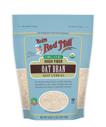 Bobs Red Mill Organic High Fiber Oat Bran Hot Cereal, 18-ounce