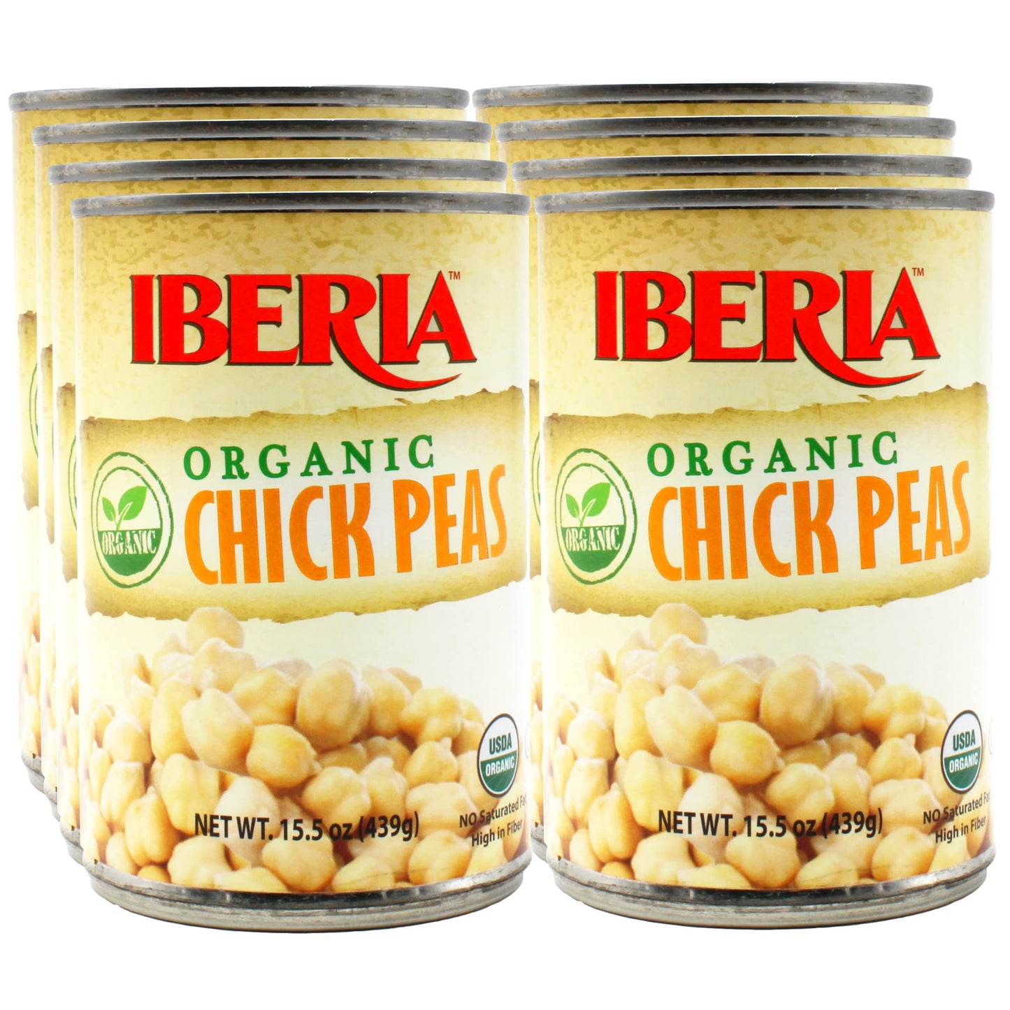 Iberia Organic Chickpeas 15.5 oz (Pack of 8)