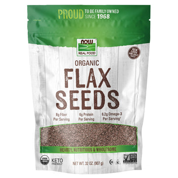Now Foods, Organic Flax Seeds, Source Of Essential Fatty Acids And Fiber, Certified Non-Gmo, Kosher, 2-Pound (Packaging May Vary