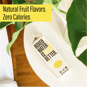 BOXED WATER IS BETTER Lemon Flavored Water - Purified, 16.9 oz. (12 Pack), Zero Calories, Plant-Based Boxes