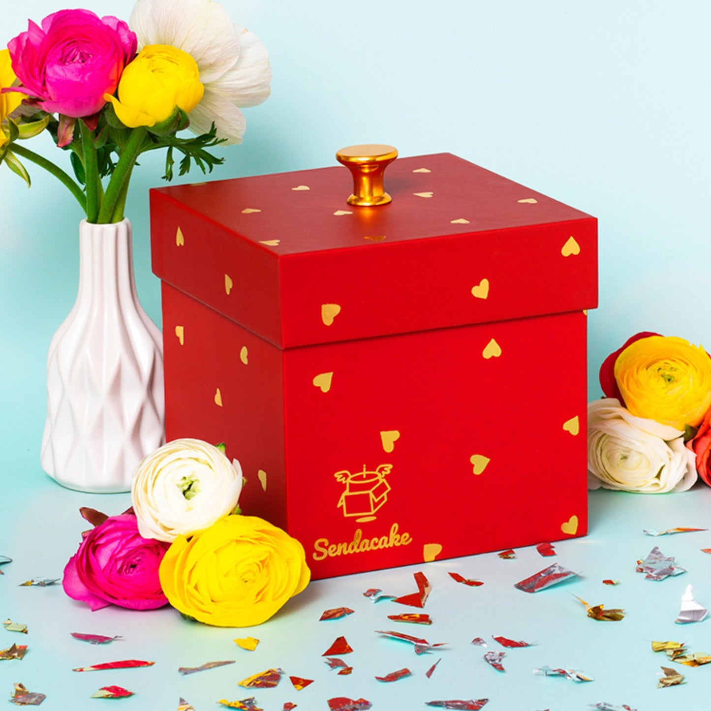Send A Cake Love Flying Butterfly Surprise Explosion Gift Box, Red Velvet Mini Bundt Cake, 1 Count, Ready to Gift