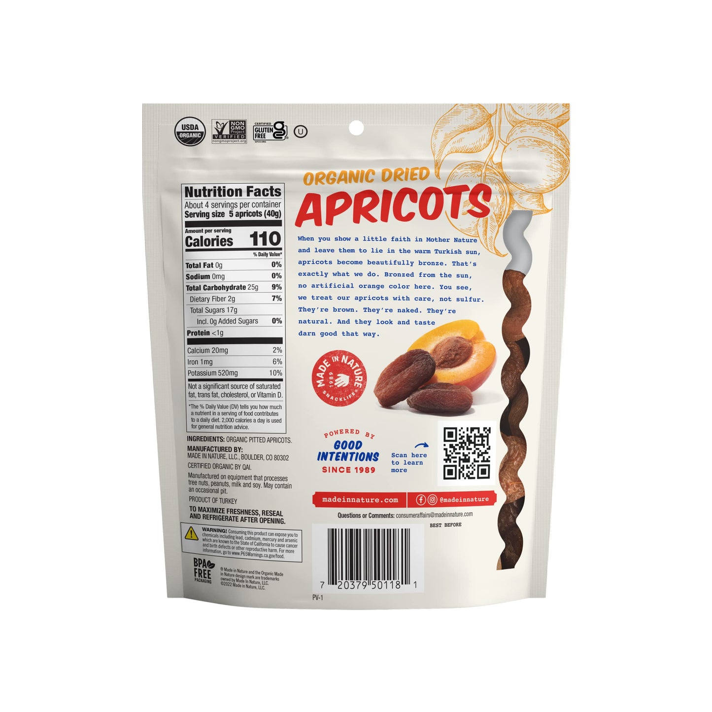 Made In Nature Organic Dried Apricots, 6 Oz