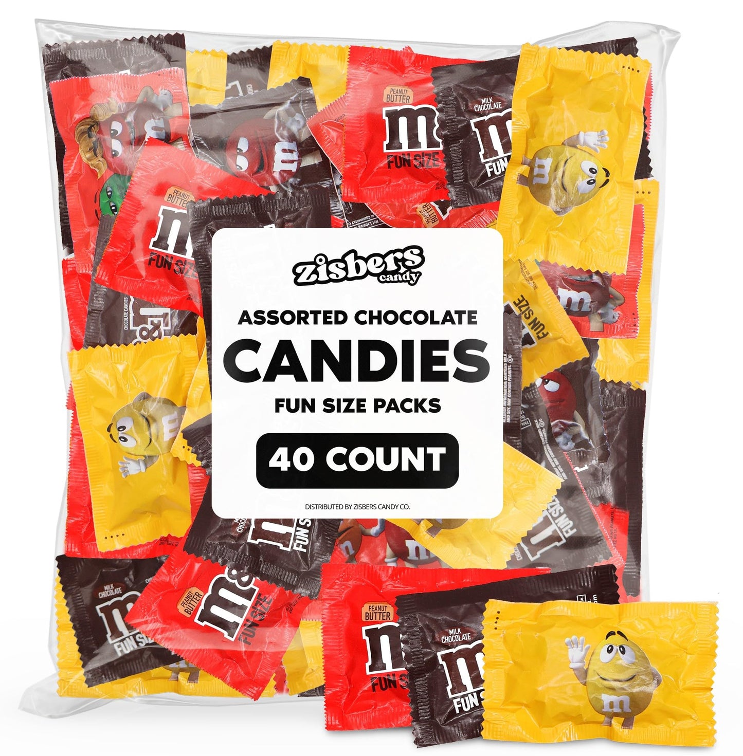 Bulk Assorted Chocolate Candy Fun Size Packs - 40 Count Individually Wrapped Variety Flavors Milk Peanuts Peanut Butter Candy for Parties Pinatas Office Snacks and Buffets