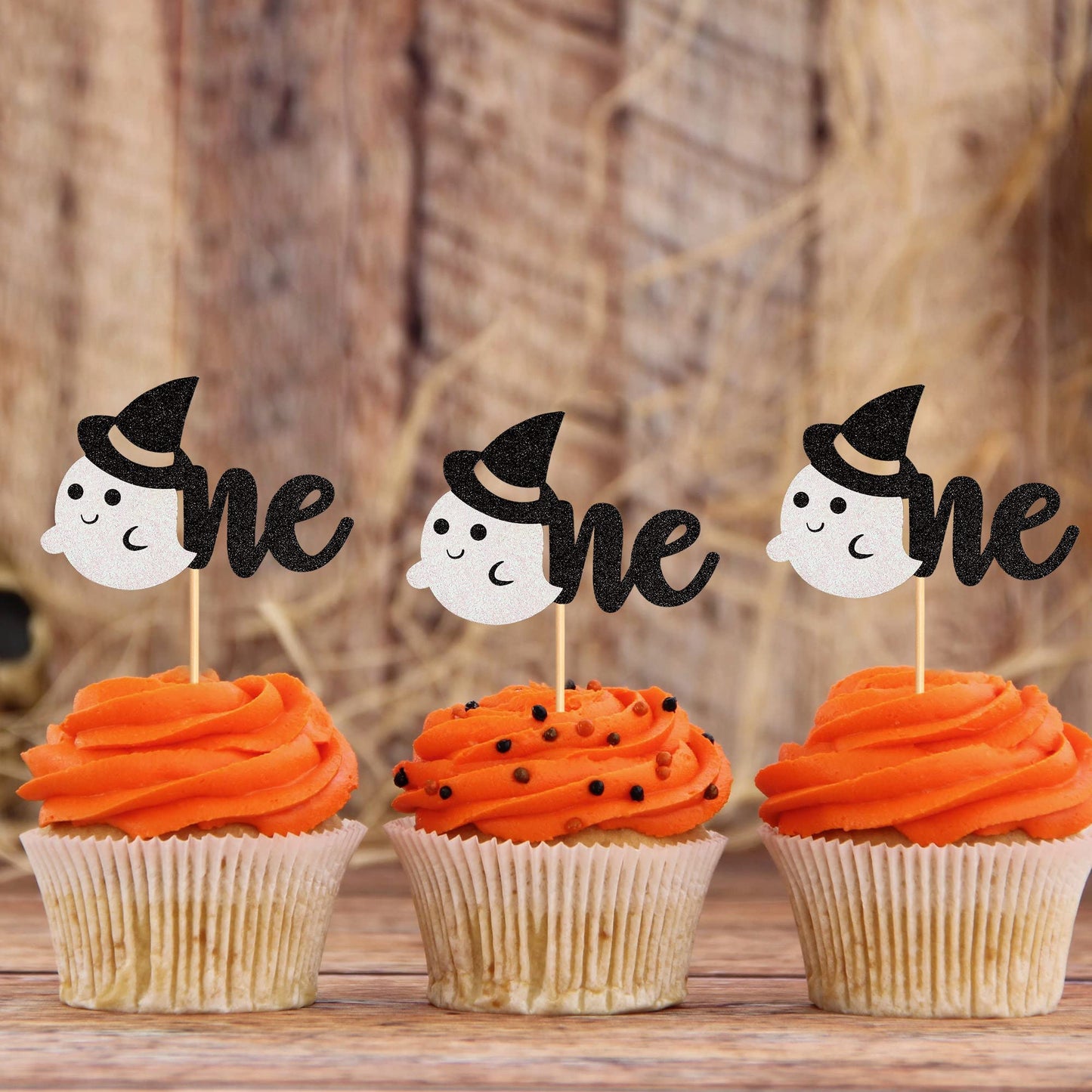 Ercadio 24 Pack Ghost One Cupcake Toppers Glitter Halloween Baby Ghost Cupcake Picks Ghost 1St Cupcake Decors Ghost One Cupcake
