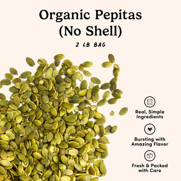 Nuts.com - Organic Pumpkin Seeds - 2 Lb Bag, No Shell Pumpkin Seeds Organic, Healthy Snack for Adults & Kids, Rich in Protein, F