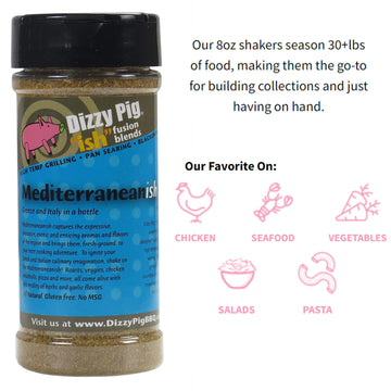 Dizzy Pig Ish Fusion Mediterranean-Ish Greek & Italian Seasoning (8Oz Shaker) - Seasons 30+Lbs Of Food - Hand Made In The Usa - Msg Free, Gluten Free