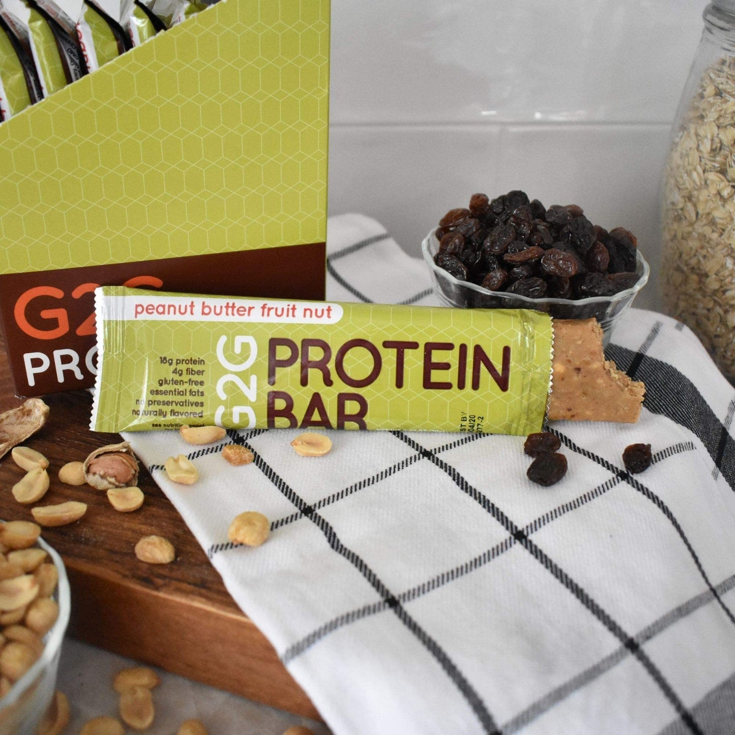 G2G Protein Bar, Peanut Butter & Jelly, Healthy Snack, Delicious Meal Replacement, Gluten-Free, Clean Ingredients, Refrigerated