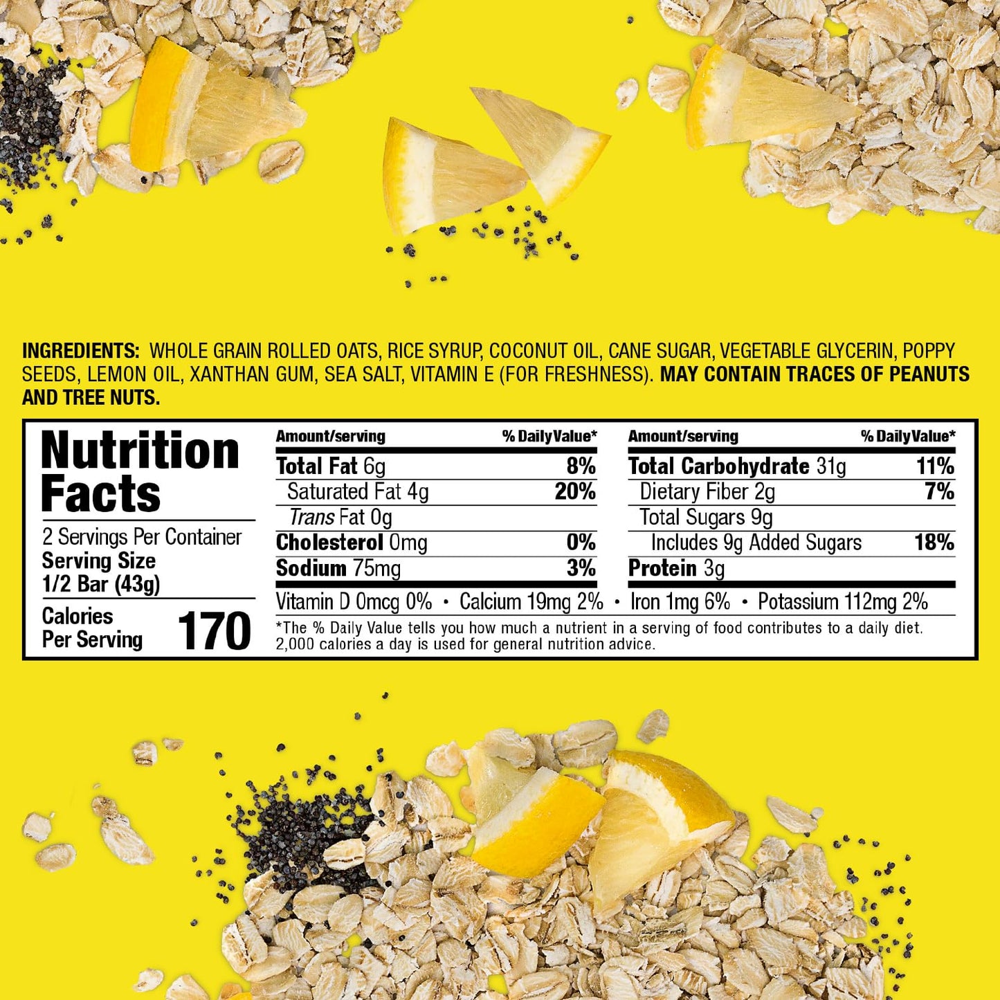 Bobos Oat Bar Multipack, 4 Lemon Poppyseed & 4 Coconut, Healthy Snacks, 8 Count