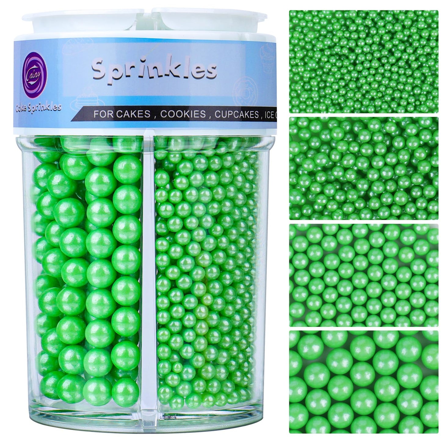 Sprinkles For Cake Decorating Deep Green Pearl Sprinkles 4 Sizes Mix For Cake Cupcake Cookie Baking Donuts Ice Cream Toppings