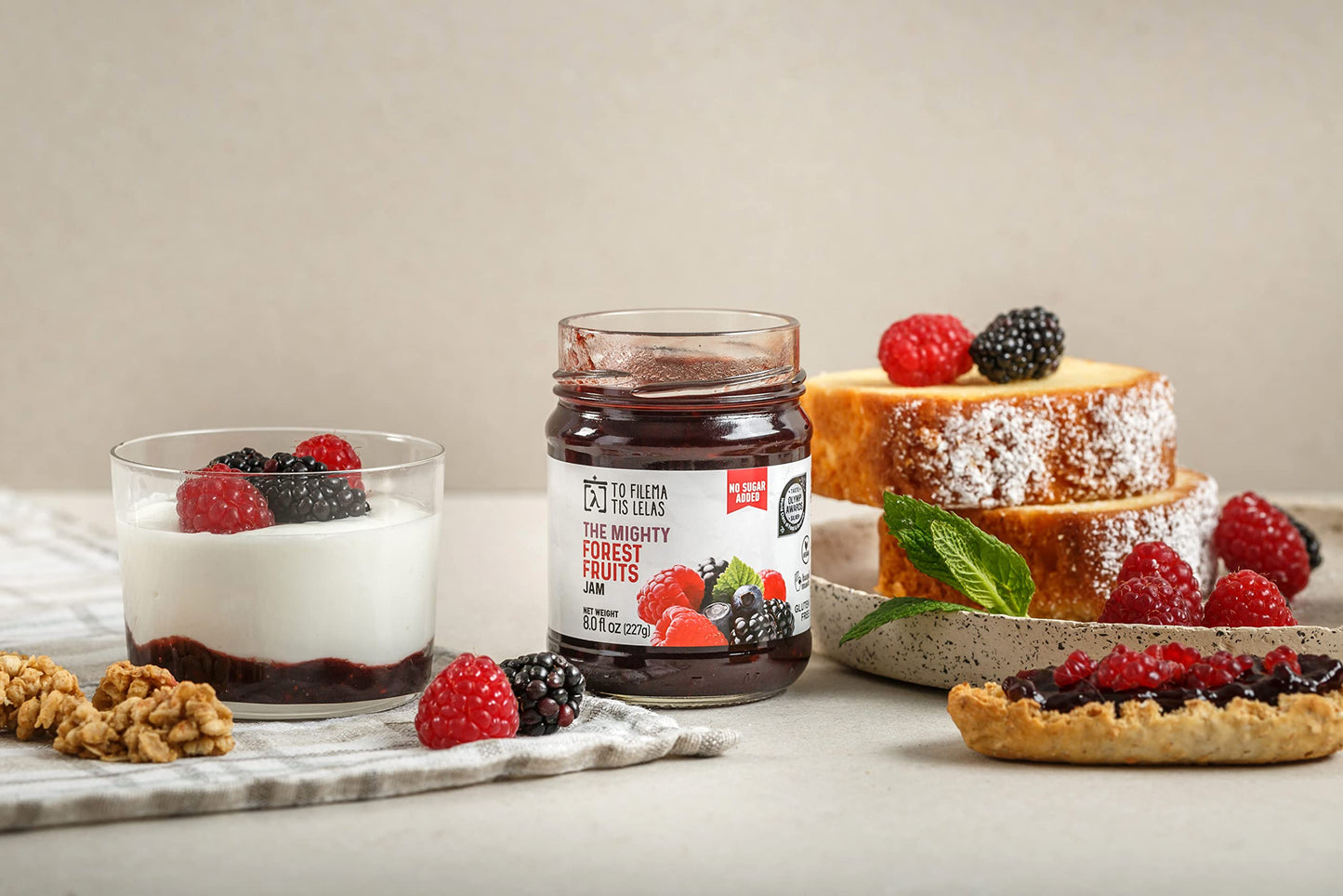 Forest Fruit Jam - 8 Fl. Oz - No Sugar Added Natural Sweetness Taste - Made In Greece, No Preservatives, Gluten Free Forest Frui