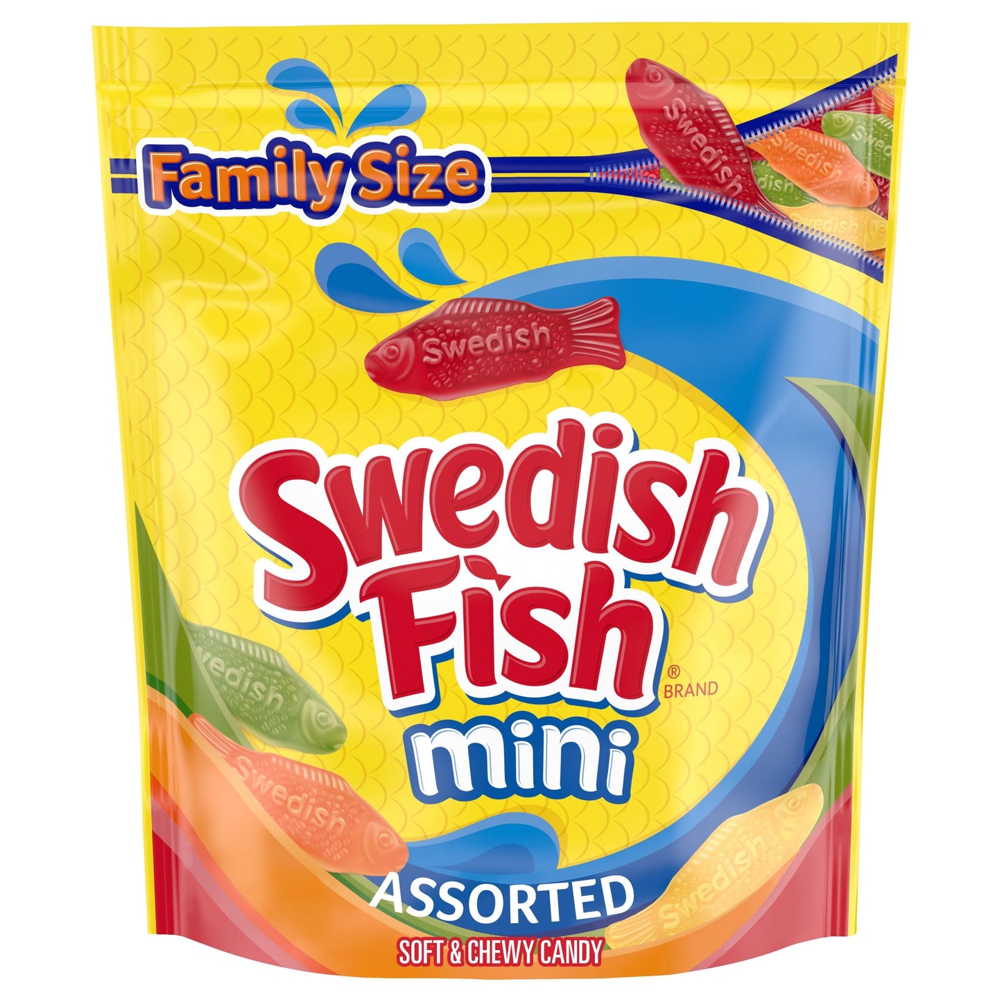 Swedish Fish Mini Assorted Soft & Chewy Candy, Family Size, Bulk Candy, 1.8 Lb