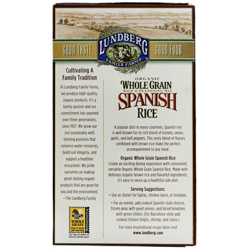 Lundberg Family Farms - Organic Whole Grain Spanish Rice, Zesty Blend, Side Dish, Pantry Staple, 100% Whole Grain, Non-Gmo, Gluten-Free, Usda Certified Organic, Vegan, Kosher (6 Oz, 6-Pack)