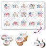 Edible 4th July Oreo cookies covered images, cupcake topper printed on edible paper sugar icing sheet, for cookie decorating, 15