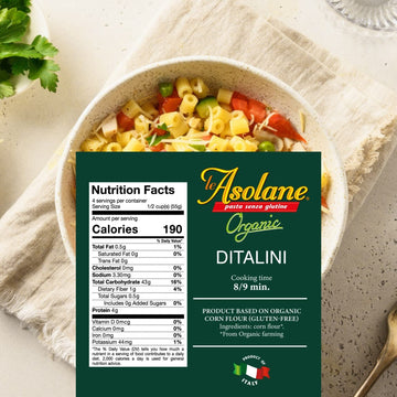 Le Asolane Certified Organic Gluten Free Ditalini Pasta | 2 Pack | Authentic Imported Italian Gourmet Pasta from Select Premium