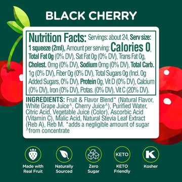 Stur Liquid Water Enhancer, Black Cherry, Sugar Free, 5 Bottles, 1.62 Fl Oz Each, Vegan, Keto, High in Vitamin C & Antioxidants