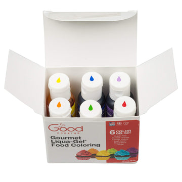 Food Coloring Liqua-Gel 6 PK Rainbow Kit in .75 fl. oz. Bottles - Holidays, Baking, Decorating, Fondant, Frosting, Chocolate, Co